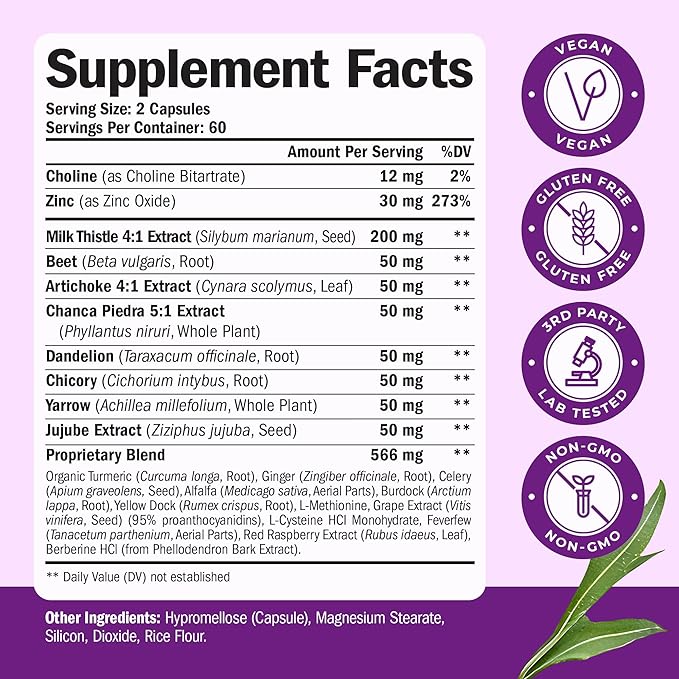 Vimerson Health Liver Cleanse Detox & Repair - Milk Thistle Supplement with Silymarin, Dandelion Root, Artichoke & Zinc for Liver Support, Digestion, Energy with Milk Thistle Extract, 120 Capsules