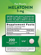 Nature's Truth Melatonin 5mg Fast Dissolve Tablets | 200 Count | Natural Berry Flavor | Vegan, Non-GMO & Gluten Free Supplement
