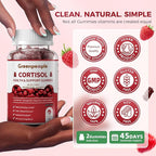 GREENPEOPLE Cortisol Supplements for Women & Men - Cortisol Reducer Detox Manager w/KSM-66 Ashwagandha/Magnesium/L-theanine/GABA/Vitamin B6 for Mood/Sleep/Stress Relief 90 CT Raspberry Flavor Gummies