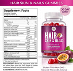 Grab The Gold Hair Skin & Nails Vitamins for Women | Gummies with 6000mcg Biotin & Collagen | 10 Essential Vitamin & Minerals | Gluten-Free, Non-GMO, Passion Fruit Flavor | 1 Month Supply, Made in USA