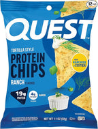 Quest Nutrition Ranch Tortilla Style Protein Chips, 19g Protein, 4g Net Carb, High Protein, Low Carb, Gluten Free, 1.1 Ounce (Pack of 12)