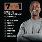 METISNutrition Pyro Stim 7 Metabolism Booster Fat Loss Support Energy Boost - Once-A-Day Thermogenic with Teacrine for Focus, Appetite Control, Muscle Toning, and Mood Control (60 Capsules)