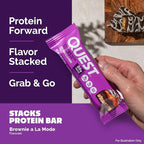 Quest Nutrition Stacks Protein Bars, Brownie a la Mode Flavor, 20g Protein, 3g Net Carbs, 1g Sugar, High Fiber, Low Sugar, Gluten Free, 12 Count