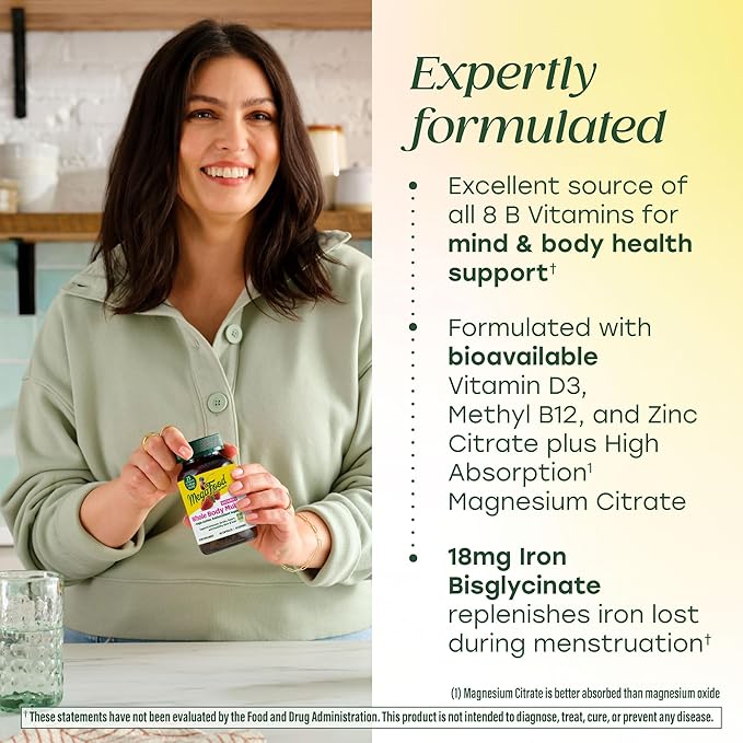 MegaFood Whole Body Womens Multivitamin - Multivitamin for Women - Vitamin D3 K2, Magnesium Citrate, Folate, Biotin, Iron - Brain, Heart, Skin & Hair & Immune Support - 60 Capsules, 30 Servings