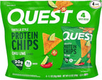Quest Nutrition Chili Lime Tortilla Style Protein Chips, 20g Protein, 3g Net Carbs, Low Carb, Gluten Free, 1.1 oz (Pack of 4)