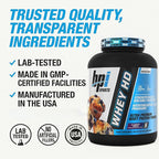 BPI Sports Whey HD Ultra Premium Protein Powder Isolate | Workout Whey Protein Powder for Men & Women for Muscle Gain | Milk Protein Concentrates | Blueberry Muffin, 4.07 Pound