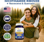 aSquared Nutrition NAD Resveratrol Supplement - NAD+ Nicotinamide Riboside 500mg (Vitamin B3) Plus Trans-Resveratrol & Quercetin - NMN Alternative for Men & Women - 60 Capsules