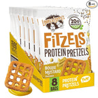 Lenny & Larry's FITZELS Protein Pretzels (Boujie Mustard) 8 Individual Bags 3 oz Each – High Protein Snacks with 20g of Plant Based Protein – Healthy Vegan Pretzels – Delicious Salty Taste