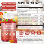 Calcium Citrate Gummies - 1200mg Calcium Gummies with Magnesium Zinc Vitamin D3,K2, B6, B12 for Bone, Muscle, Joints, Immune Support, High Absorption Calcium Supplements for Women & Men 2 Packs