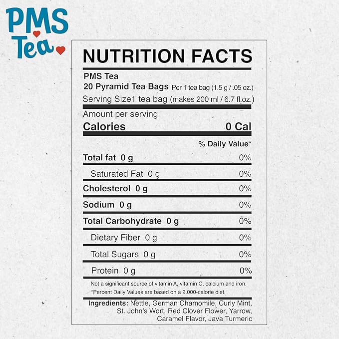 Lazika PMS Tea for Hormone Balance, Herbal Tea for Healthy Menstural Cycle, 20 Pyramid Teabags, Period Relief and PMS Support for Women, Caffeine Free, Chamomile, Fennel