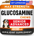 Senior Advanced Glucosamine Chondroitin Joint Supplement for Dogs - Hip & Joint Pain Relief Pills - Large & Small Breed - Hip Joint Chews Canine Joint Health - Chews Older Dogs - Chicken Flavor-120Ct