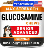 Senior Advanced Glucosamine Chondroitin Joint Supplement for Dogs - Hip & Joint Pain Relief Pills - Large & Small Breed - Hip Joint Chews Canine Joint Health - Chews Older Dogs - Chicken Flavor-120Ct