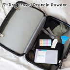 Protein Powder Travel Container Set, Travel Protein Powder Containers to Go Supplement Reusable Portable with Funnel Spoon Label, 28pcs Single Dose Bags and 4pcs Large Zip Bags Supplement Storage