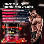 Creatine Gummies for Men & Women, Creatine Monohydrate Gummies, 5g Creatine per Serving, Gluten Free, Vegan Friendly, Strawberry Flavor, 120 Count