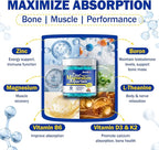 Zinc Magnesium B6 Supplement, Zinc Magnesium Aspartate Gummies with Vitamin B6 D3 K2, L-Theanine & Boron, Support Energy, Muscle Relief & Bone Health, Sugar Free 60 Gummies
