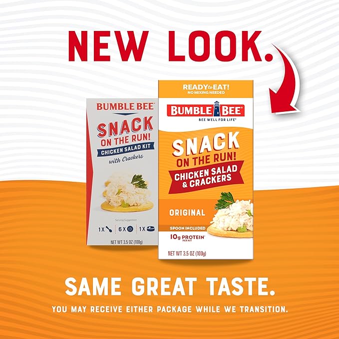 Bumble Bee Snack On The Run! Protein Snack Pack - Original Chicken Salad with Crackers - 10g Protein per Box - Ready to Eat Easy-Open Canned Chicken Salad (Pack of 12)