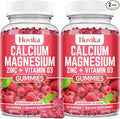 Calcium Magnesium Zinc Gummies with Potassium Vitamin C, B6, D3, K2 - Calcium for Women & Men - Calcium Magnesium Zinc Multi Vitamin Supplement for Bones, Muscles, Teeth, Calm, Mood - 2 Pack - 60 Cts
