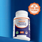 Vitamatic Caffeine Pills with L-Theanine – 300 mg Per Tablet – 120 Vegetarian Tablets (Pack of 2, Total 240 Tablets)