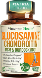 Glucosamine Chondroitin MSM – Joint Support Supplement for Women and Men with Glucosamine Sulfate 1500 mg, Chondroitin and MSM – for Cartilage, Joint Health and Flexibility – 180 Capsules, Vegan