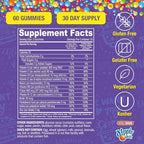 Dippin' Dots - Multivitamin Gummies for Kids Rainbow Fruit Flavor Complete Multivitamin Chewy Gummies Vitamin A, B, C, D3, E, B6, Zinc - 60 Count