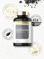 Carlyle Serrapeptase Supplement 120000 SPU | 120 Capsules | High Potency for Women and Men | Non-GMO and Gluten Free