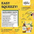 Wild & Organic Turmeric and Ginger Supplement Drops - Joint & Immune Support - Liquid Turmeric with Ginger and Black Pepper Extract - Curcumin Supplement - Vegan, Sugar & Alcohol-Free Tincture - 2 oz