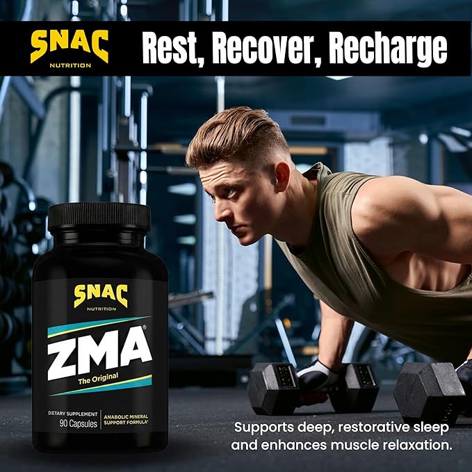 SNAC ZMA The Original Sleep & Recovery Supplement - Supports Muscle Recovery, Restful Sleep, Relaxation, Stress Relief and Immune Support with Magnesium, Zinc & Vitamin B6, 90 Veggie Capsules, 2 Pack