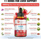 Kidney and Liver Cleanse Detox & Repair Drops, Cranberry and Milk Thistle Supplement with Artichoke, Astragalus, Horsetail – Natural Herbal for Liver, Kidney, Urinary Tract, Bladder, 60ml