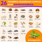 Mushroom Gummies for Adults 4000mg, Brain Supplements for Memory and Focus, 26 in 1 Mushroom Supplement Complex with Ashwagandha & Lion's Mane, Turkey Tail, Reishi, Cordyceps, Organic, 120 Count