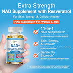 11-in-1 NAD Supplement with Resveratrol, CoQ10, Quercetin, Collagen, Grape Seed for Cellular Energy, Mental Focus & Antioxidant Support - NAD Supplement for Women & Men, 120 Soft Capsules