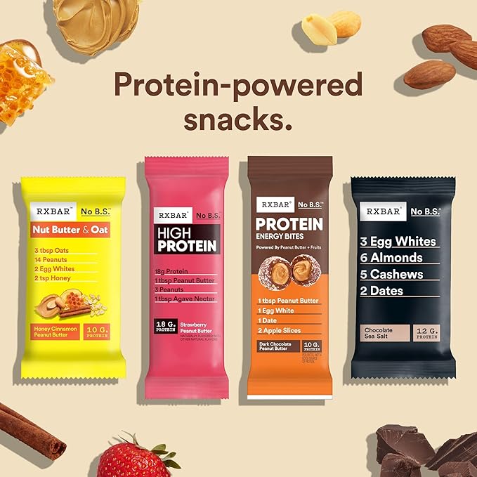 RXBAR Protein Energy Bites, Gluten Free Energy Snacks, Protein Snacks, Variety Pack (20 Bites)