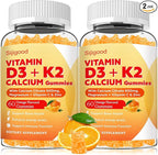 Vitamin D3 K2 Gummies for Women & Men, 6-in-1 Vitamin D Supplements with Magnesium, Zinc and Calcium for Bone, Immune & Energy Support, Sugar Free, Orange Flavor, 120 Count