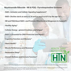 Health Thru Nutrition NAD+ Activator | NR with PQQ | 300mg Nicotinamide Riboside + 20mg PQQ | Mitochondria Maximizer | Non-GMO | Pack of 60