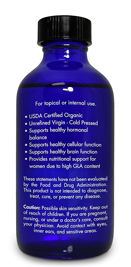 Zongle Therapeutics Organic, Evening Primrose Oil, Liquid – 100% Pure, Evening Primrose Oil, 4 OZ