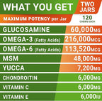 Glucosamine Treats for Dogs - Joint Supplement w/Omega-3 Fish Oil - Chondroitin, MSM - Advanced Mobility Chews - Joint Pain Relief - Hip & Joint Care - Peanut Butter Flavor - 240 Ct