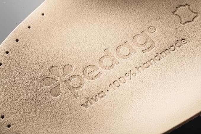 Pedag Viva | Leather Arch Support Inserts | Handmade in Germany | Plantar Fasciitis Relief | Heel Cushion | Activated Charcoal Odor Control | Metatarsal Support Pad | Tan | Men US 16/ EU 49