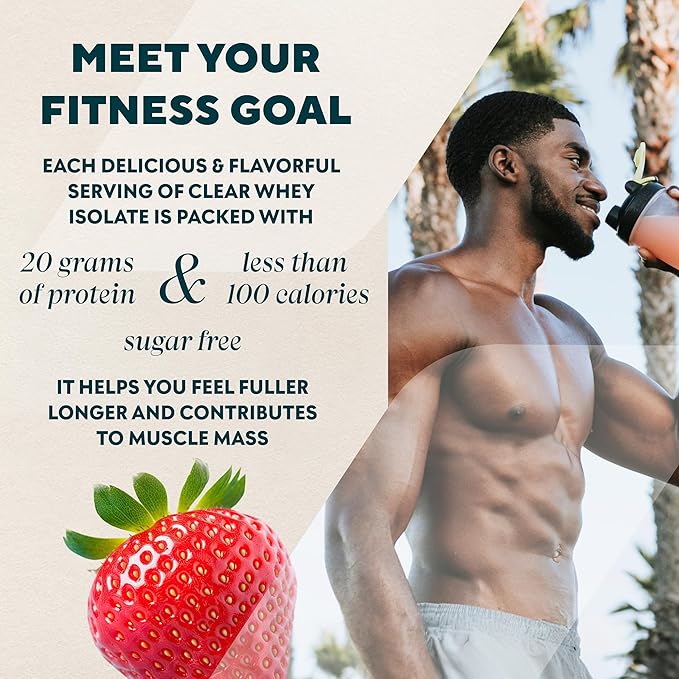 Myprotein Clear Whey Isolate Protein Powder, 35 Servings, (1.9lbs) Strawberry, 20g Protein per Serving, Naturally Flavored Drink Mix, Daily Protein Intake for Superior Performance