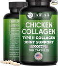 FabLab Chicken Sternum Cartilage Type II Collagen Capsules - Nutritional Supplement for Joints-1000mg per Serving - Non-GMO, Anti-Aging Dietary Product with Hydrolyzed Peptides- 100 Capsules