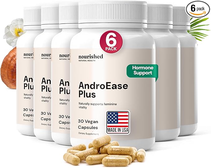 Nourished AndroEase Plus for Women’s Health - Zinc, Reishi, Green Tea and Saw Palmetto for Women - for Energy, Vitality, Facial Hair and Daily Wellness - 360 Capsules, Made in USA