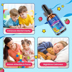 Magnesium Drops for Kids - with L-Theanine Omega-3, Vitamin B6, D3, Zinc - Kids Magnesium Glycinate Liquid for Sleep, Relaxation, Calm & Focus - 2 Fl Oz Raspberry Flavor