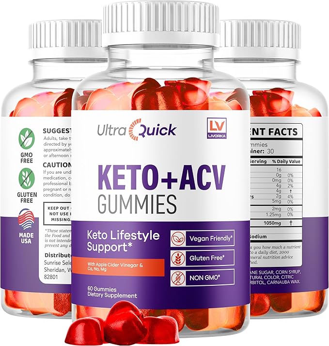 LIVORKA (5 Pack) Ultra Quick Keto ACV Gummies, UltraQuick KetoACVGummies 1050MG, UltraQuickKeto Plus ACV Gummys Support, UltraQuickKeto, UltraQuickKetoPlus Gummy, 300 Gummies for 5 Months