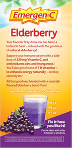Emergen-C Elderberry Fizzy Drink Mix, Elderberry Immune Support, Natural Flavors, With High Potency Vitamin C, 18 Count