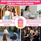 Organic Women's Multivitamin Gummies: Vegan Vitamin Supplement with Iron B12 D3 Biotin Magnesium Plus Ashwagandha for Hair Skin Health Boost Energy - Sugar Free Methylated Gummy(120Count)