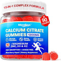 90 Count Calcium Citrate Gummies 1200 mg with Vitamin D3, K2, Magnesium & Zinc, High Absorption Calcium Supplements for Women & Men for B0ne, Muscle & Immune Support, Sugar Free, Mixed Berry Flavor