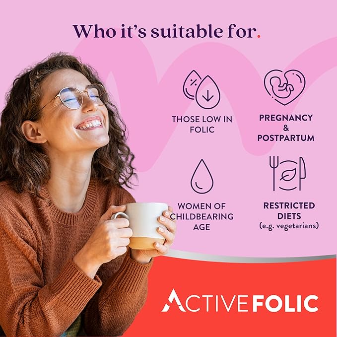 ACTIVEIRON Active Folic 400mcg – L-Methylfolate Folic Acid Supplement – Highly Absorbed, Vegan – Supports Pregnancy, Energy, Tiredness & Fatigue Reduction – 60 Capsules (2-Month Supply)