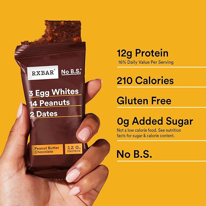 RXBAR Protein Bars, Protein Snack, Snack Bars, Peanut Butter Chocolate, 22oz Box (12 Count)