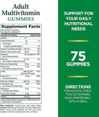 Nature's Bounty Adult Multivitamin Gummies, Vitamin Supplement, Daily Nutritional Needs, Orange, Cherry and Grape Flavor, 75 Gummies (Pack of 3)
