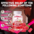 Magnesium Glycinate Gummies 1000mg - Sugar Free Magnesium Potassium Supplement with Vitamin D, B6, CoQ10 for Calm Mood & Sleep Support - 90 Raspberry Gummies.