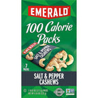 Emerald Nuts, Salt & Pepper Cashews, 100 Calorie Packs, 7 Count, 4.34 Oz (Pack of 4)