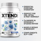 Xtend Original BCAA Powder, 7g BCAAs and 2.5g L-Glutamine for Muscle Recovery Hydration and Lean Muscle, Sugar Free Intra and Post Workout Drink with Electrolytes, Blue Raspberry Ice, 90 Servings
